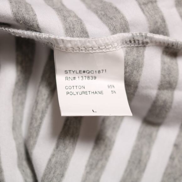 Dreamers Tie Front T-Shirt Gray White Striped Crewneck Short Sleeve Tee Size L - Picture 6 of 9